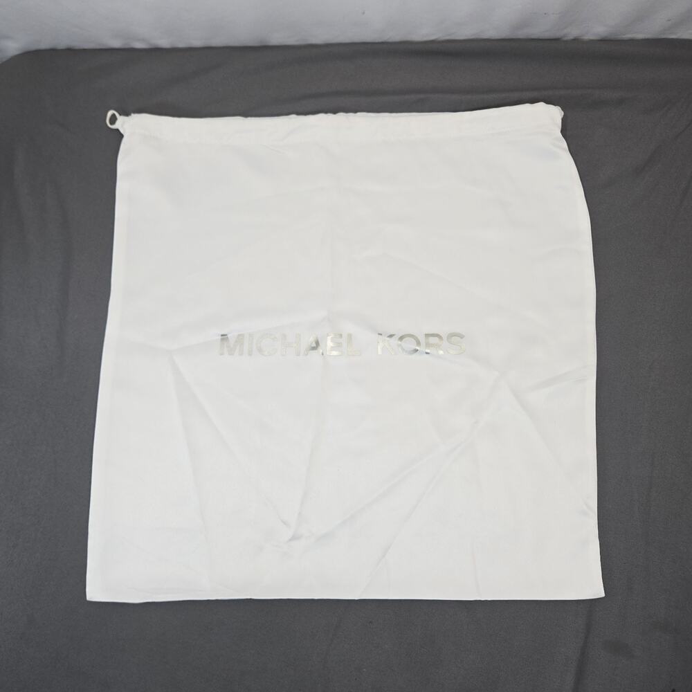 Michael Kors Drawstring Dust Bag White Satin Silver Logo Storage Pouch 18x19